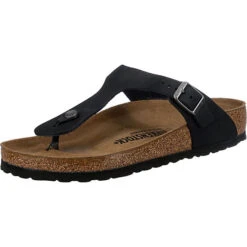 Birkenstock Gizeh Nubukleder Geölt Zehentrenner Normal - Schwarz Modell 1