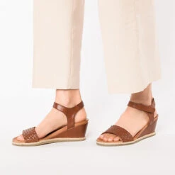 Leder Keilsandaletten - Braun -Schuhserien Laden 18859282 02