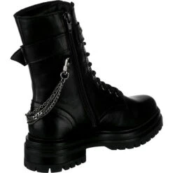 J&F Buckle Lace-Up Boots Mit Kettendetail - Schwarz 13 J&F Buckle Lace-Up Boots Mit Kettendetail - Schwarz -Schuhserien Laden 19909106 05