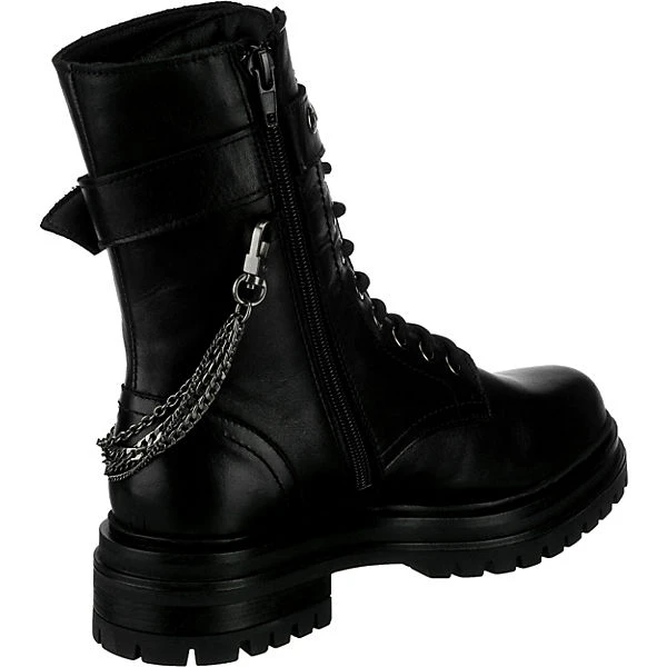 J&F Buckle Lace-Up Boots Mit Kettendetail - Schwarz 7 J&F Buckle Lace-Up Boots Mit Kettendetail - Schwarz – Bild 5