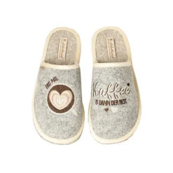 Erst Mal Kaffee Filzpantoffel - Grau