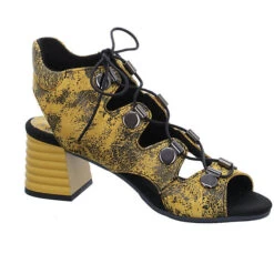 Damen Riemchensandalen Sandalette Fußbett Bequem Freizeit Glattleder Bedruckt Riemchensandalen - Gelb -Schuhserien Laden 24772621 07