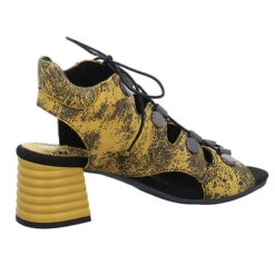 Damen Riemchensandalen Sandalette Fußbett Bequem Freizeit Glattleder Bedruckt Riemchensandalen - Gelb -Schuhserien Laden 24772621 08