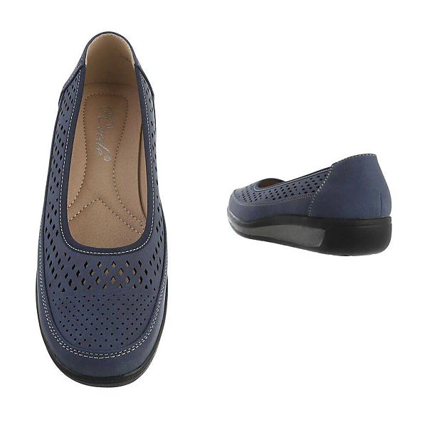 Slipper , Flach, Perforiert - Dunkelblau 5 Slipper , Flach, Perforiert - Dunkelblau – Bild 3